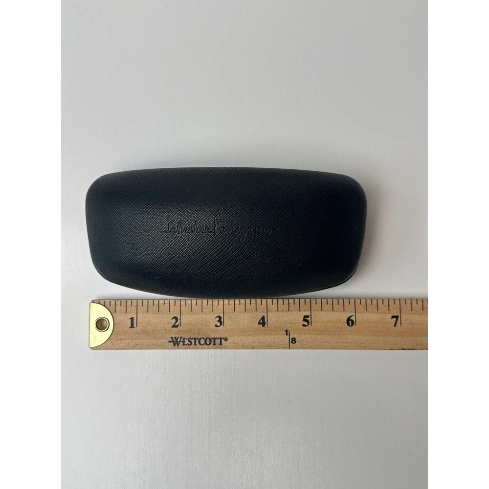 Salvatore Ferragamo Black Saffiano Texture Hardshell Sunglasses Eyeglasses Case